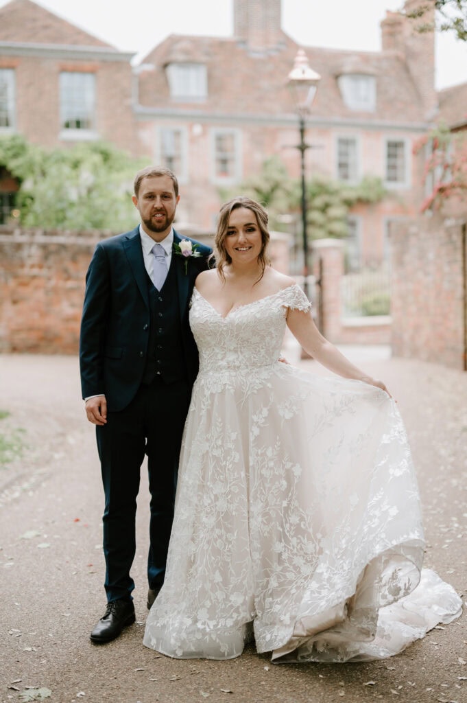 Bride and groom in elegant wedding attire