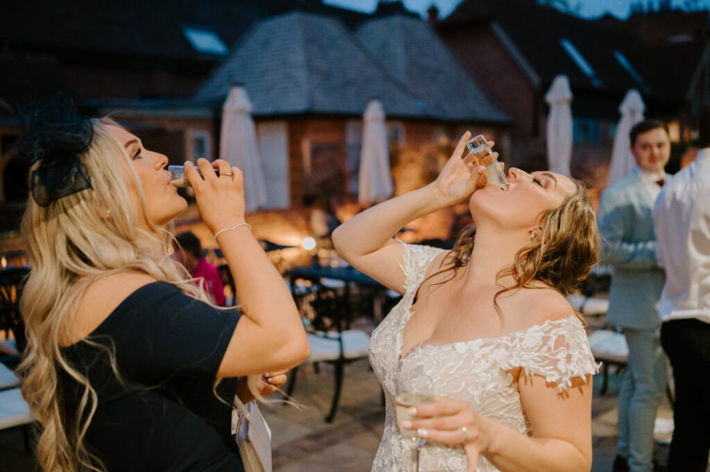 Women toasting at a wedding celebration
