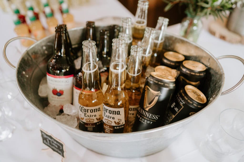 Bucket of assorted chilled beverages